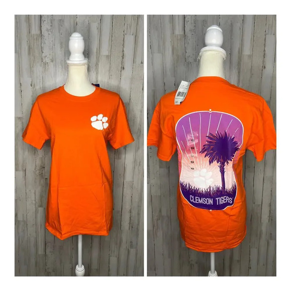 NWT Clemson Tigers Orange‎ Scenic Back Design Unisex Short Sleeve T-Shirt - Picture 1 of 5